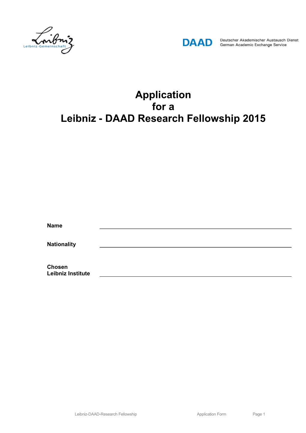 Leibniz - DAAD Research Fellowship 2015