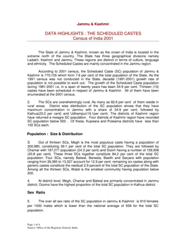 THE SCHEDULED CASTES Census of India 2001