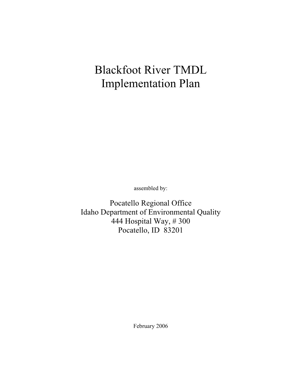 Blackfoot River TMDL Implementation Plan DocsLib