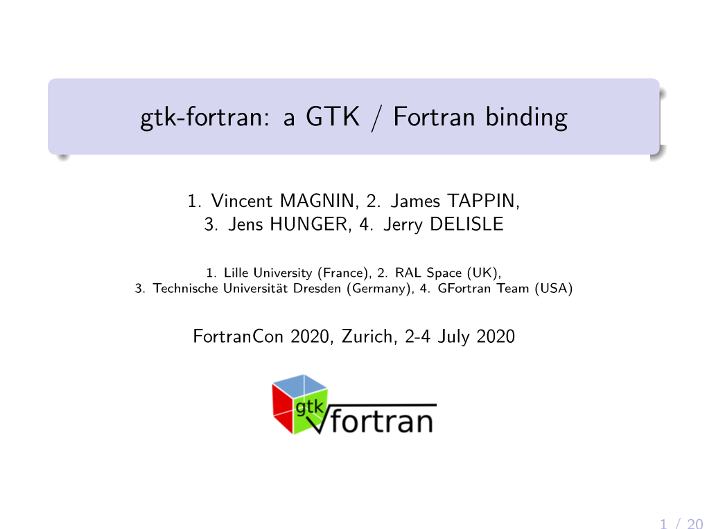 A GTK / Fortran Binding