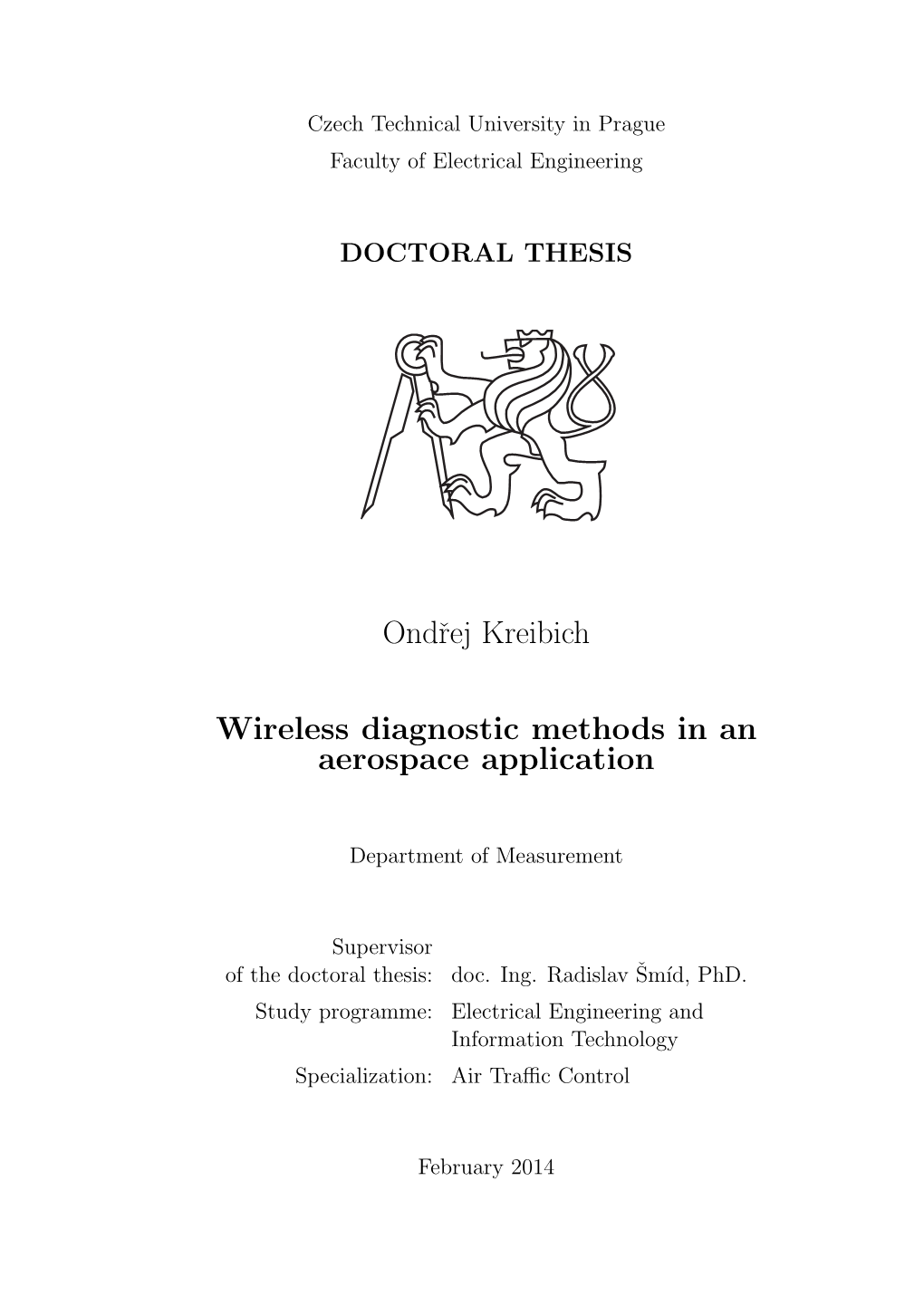 Ondrej Kreibich Wireless Diagnostic Methods in an Aerospace Application