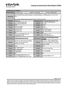 Constructional Data Report (CDR)