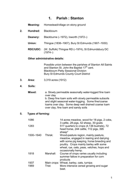1. Parish : Stanton