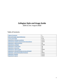 Collegian Style and Usage Guide 2020-21 (Rev