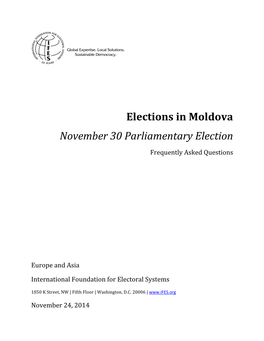 Elections in Moldova November 30 Parliamentary Election