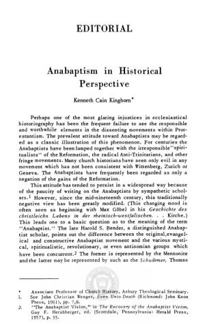 Anabaptism in Historical Perspective