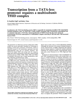 Transcription from a TATA-Iess Promoter Requires a Multisubunit TFIID Complex