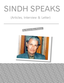 SINDH SPEAKS (Articles, Interview & Letter)