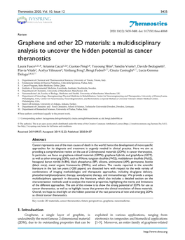 Theranostics Graphene and Other 2D Materials