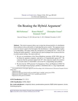 On Beating the Hybrid Argument∗