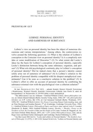 Leibniz: Personal Identity and Sameness of Substance