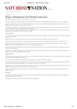 (Daily Nation:\240- Athletics\240|Kogo, Chepkurui Win