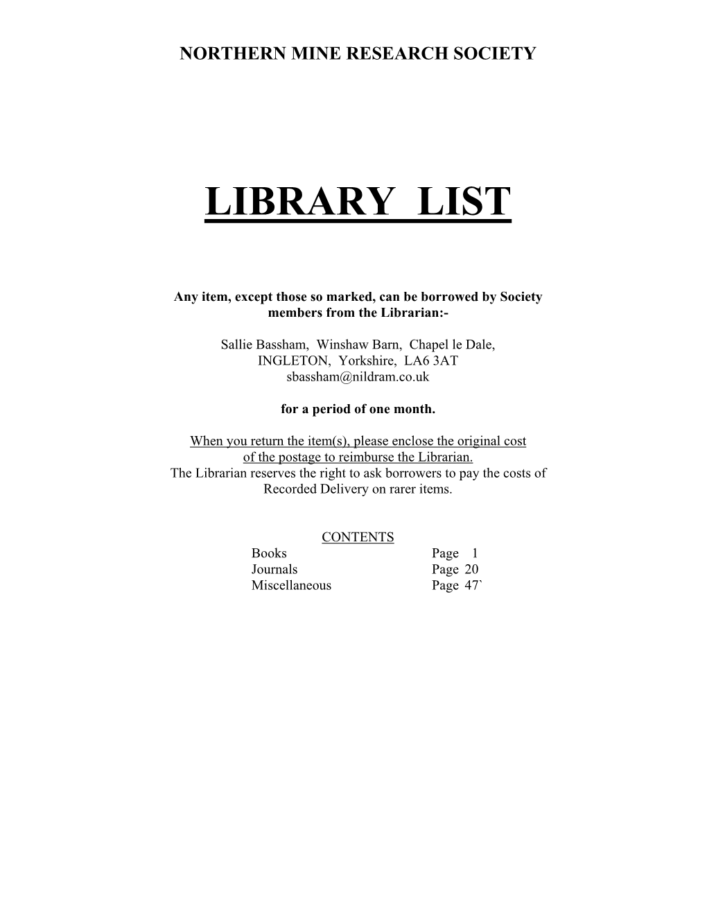 Library List
