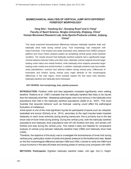 Blomechanlcal ANALYSIS of VERTICAL JUMP with DIFFERENT FOREFOOT MORPHOLOGY