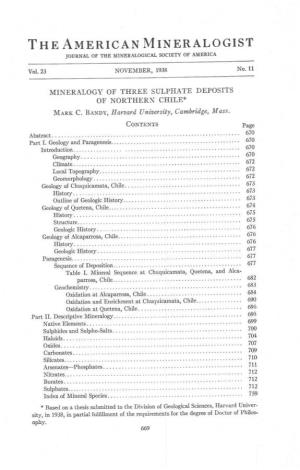 Thn AMERICAN M INERALOGIST of AMERICA JOURNAL of the MINERALOGICAL SOCIETY