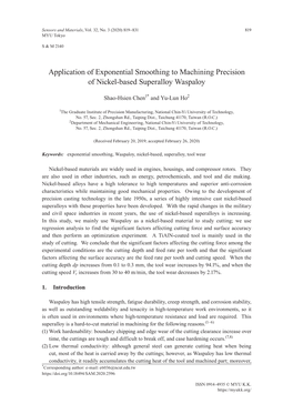 Application of Exponential Smoothing to Machining Precision of Nickel-Based Superalloy Waspaloy