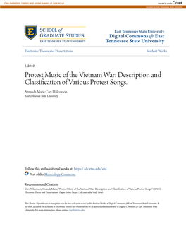 Protest Music of the Vietnam War: Description and Classification of Various Protest Songs