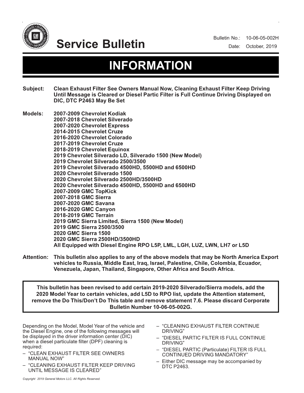 Service Bulletin INFORMATION