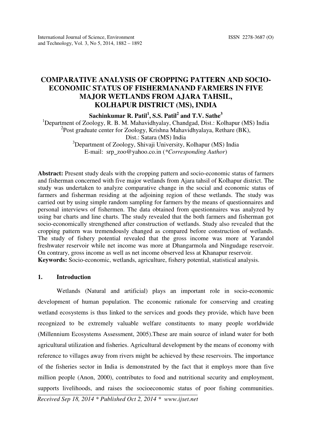 Comparative Analysis of Cropping Pattern and Socio