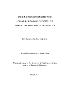 Bringing Migrant Domestic Work Literature Into Family Studies