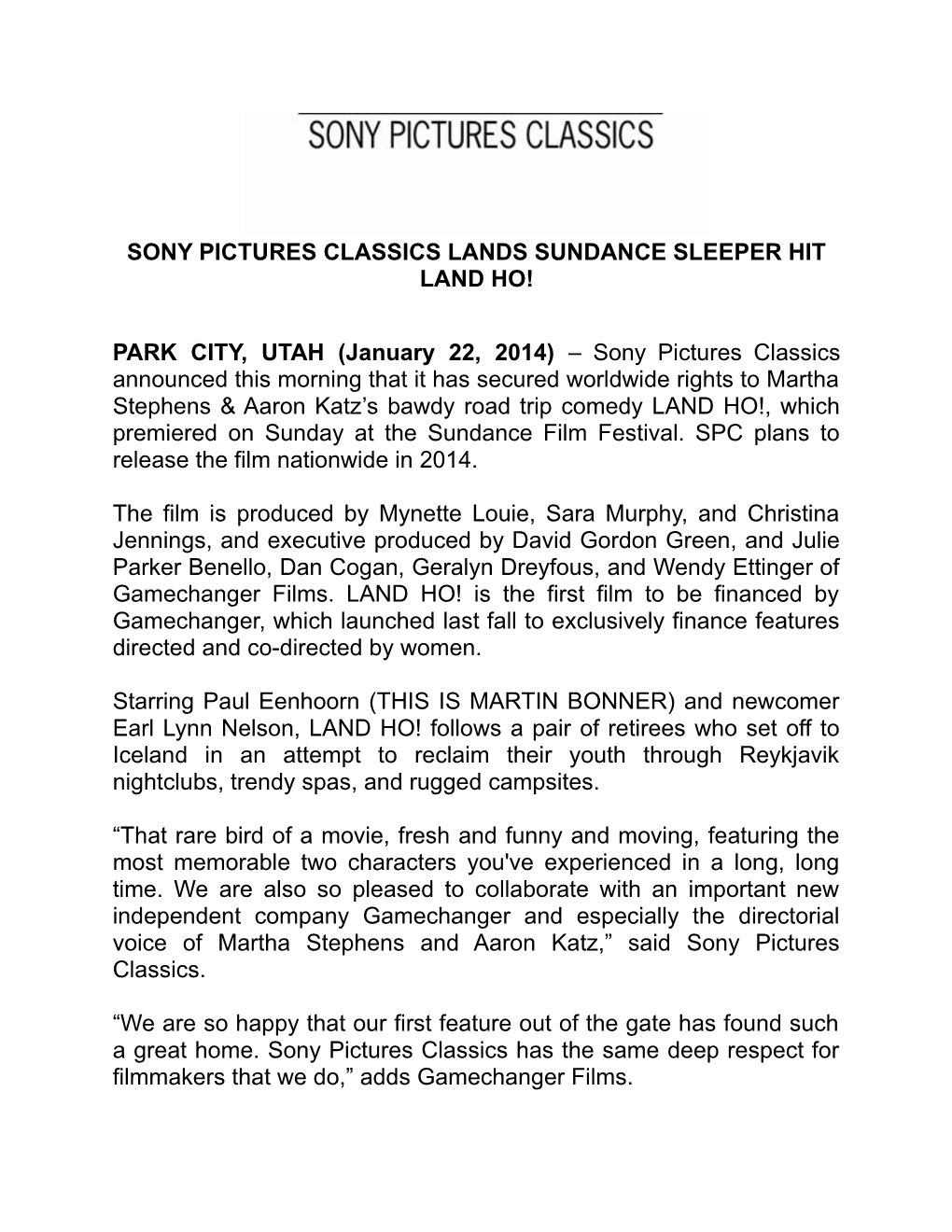 Sony Pictures Classics Lands Sundance Sleeper Hit Land Ho!