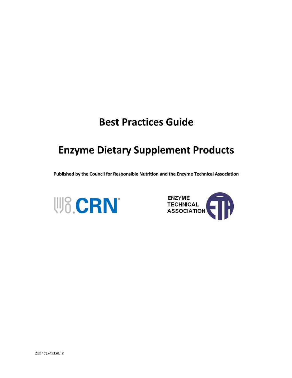 Best Practices Guide Enzyme Dietary Supplement Products