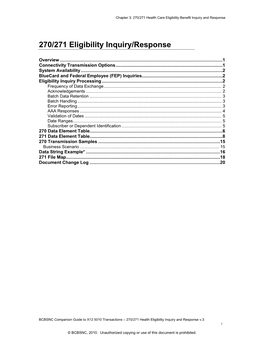 270-271 Health Care Eligibility Benefit Inquiry And