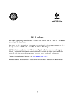 CCS Grant Report