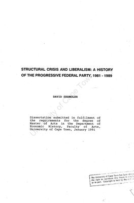 A History of the Progressive Federal Party, 1981 - 1989