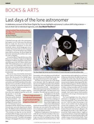 Last Days of the Lone Astronomer BOOKS & ARTS