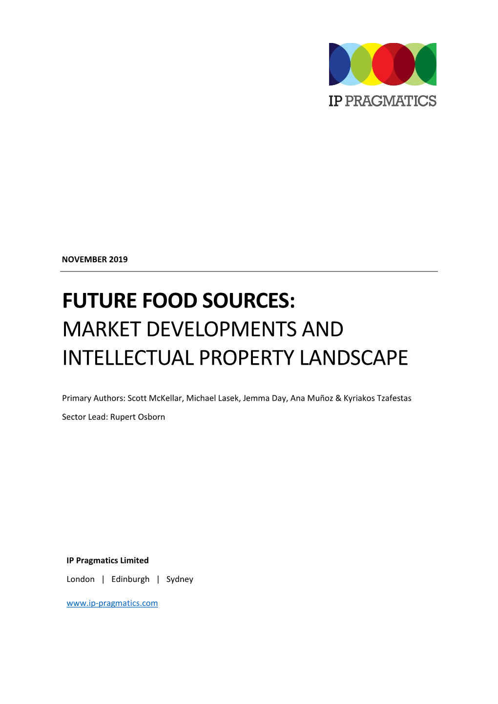 IP Pragmatics Future Food Sources White Paper 2019