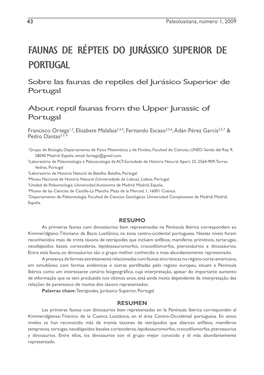 Faunas De Répteis Do Jurássico Superior De Portugal
