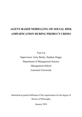 Agent-Based Modelling of Social Risk Amplification During Product Crises