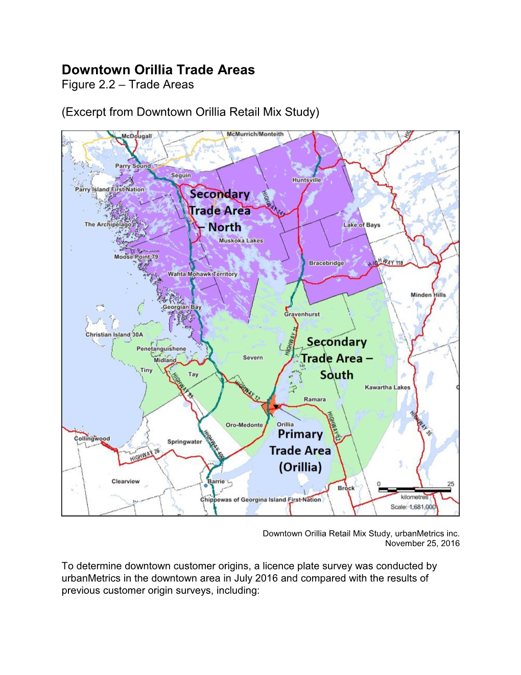 Trade Areas (Excerpt from Downtown Orillia Retail Mix Study)