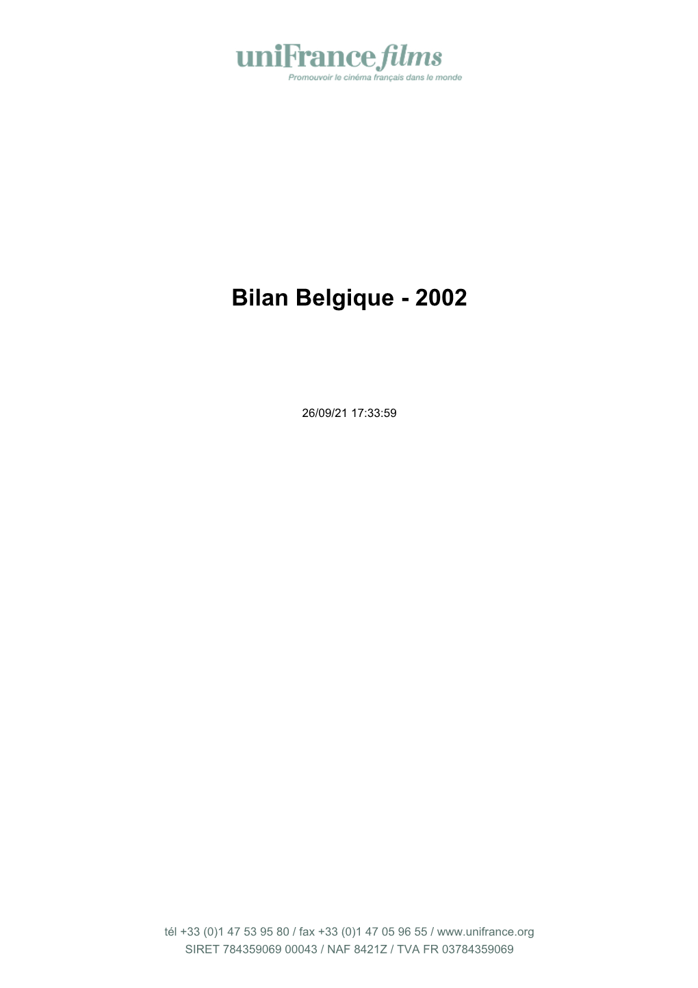 Bilan Belgique - 2002