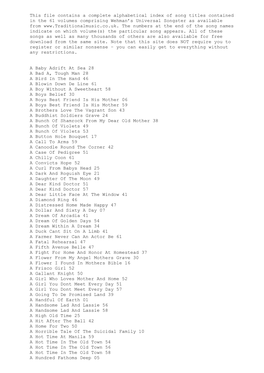This File Contains a Complete Alphabetical Index of Song Titles