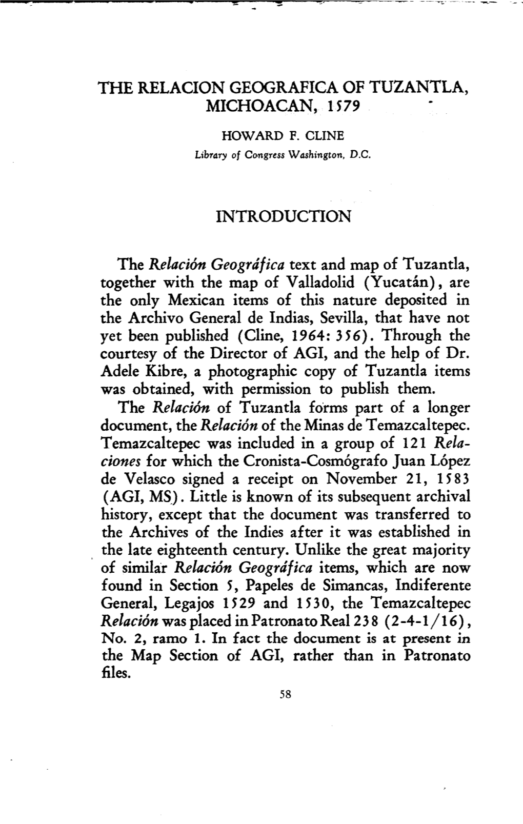 The Relacion Geografica of Tuzantla, Michoacan, 1579