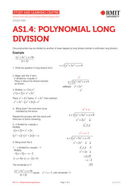 As1.4: Polynomial Long Division