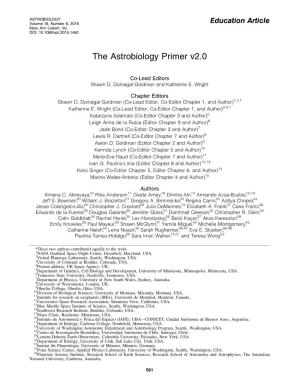 The Astrobiology Primer V2.0