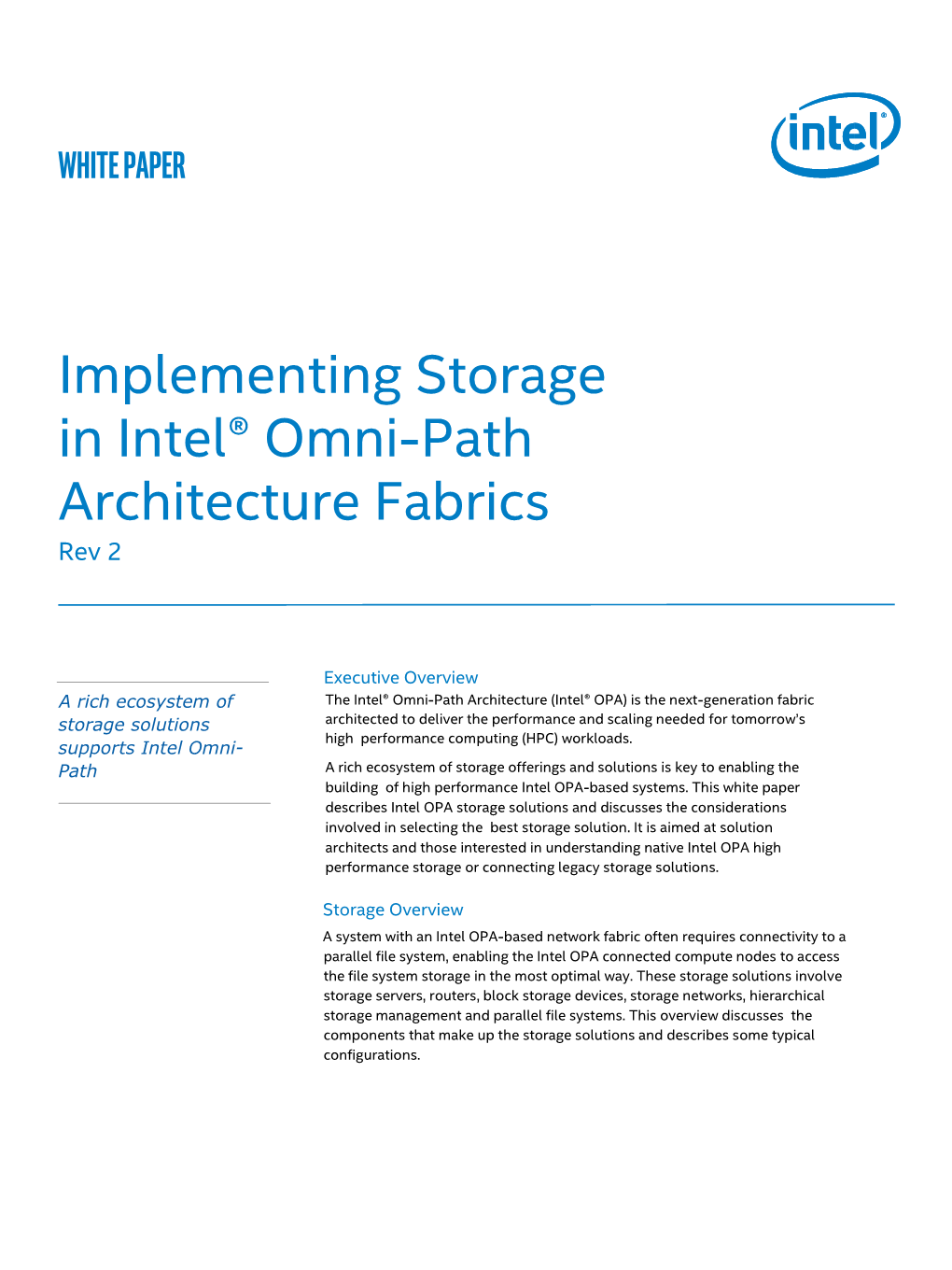 Implementing Intel® Omni-Path Architecture Storage