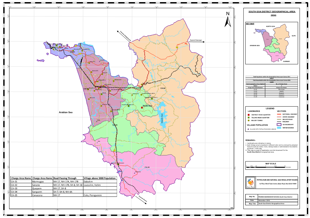 Charge Area Name Charge Area Name Road Passing Through Village Above 5000 Population CA-01 Mormugao NH-17, NH-17A, NH-17B Daboli