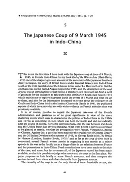 The Japanese Coup of 9 March 1945 in Indo-China