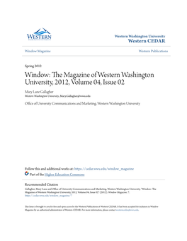 Window: the Magazine of Western Washington University, 2012, Volume 04, Issue 02" (2012)