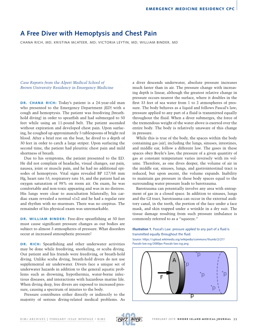 A Free Diver with Hemoptysis and Chest Pain