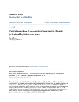 Political Corruption: a Cross-National Examination of Public, Judicial and Legislative Responses