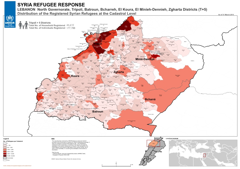 SYRIA REFUGEE RESPONSE LEBANON North Governorate, Tripoli, Batroun, Bcharreh, El Koura, El Minieh-Dennieh, Zgharta Districts (T+5)