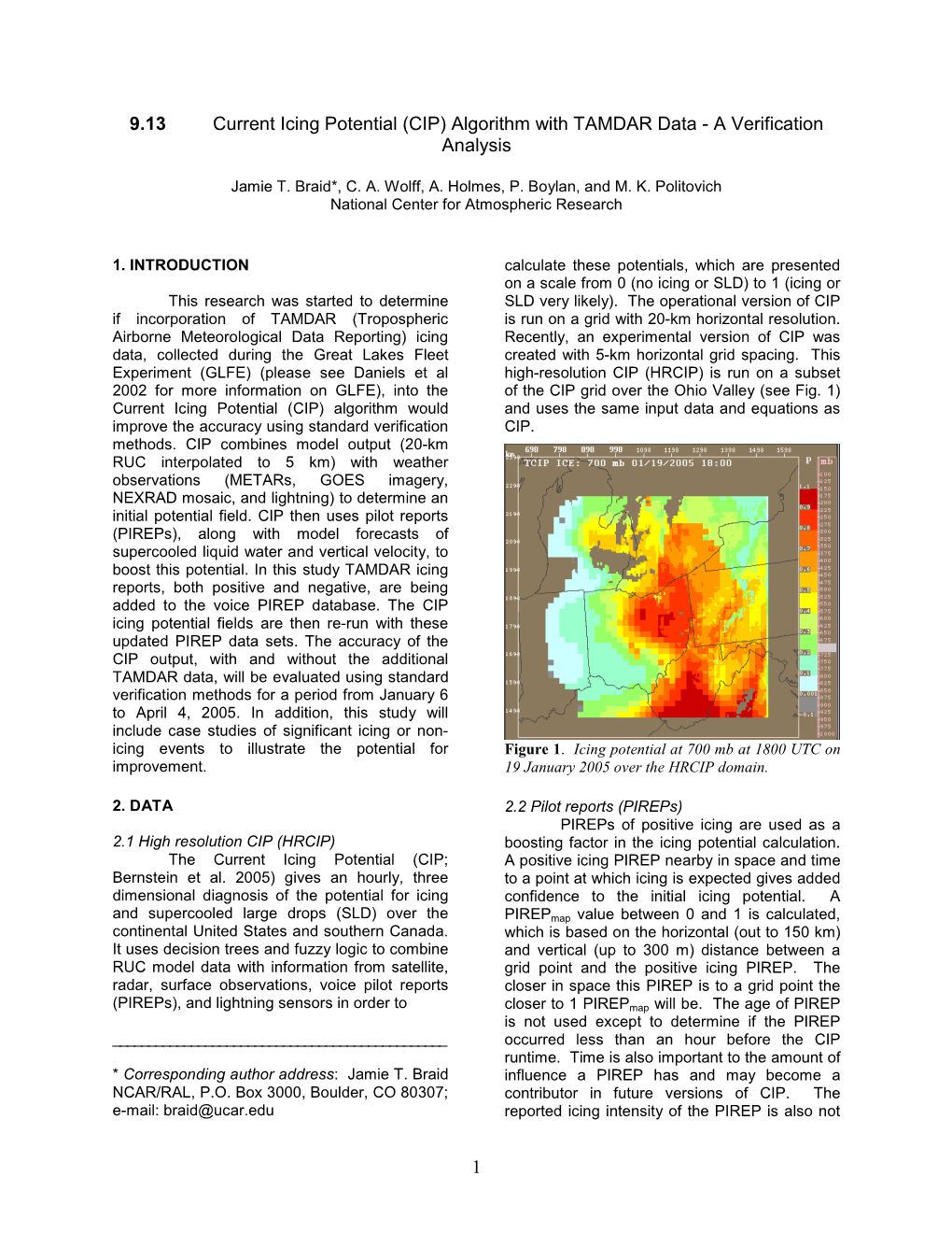 1 9.13 Current Icing Potential (CIP) Algorithm with TAMDAR Data