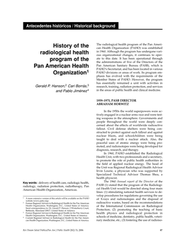 History of the Radiological Health Program of the Pan American Health Organization1