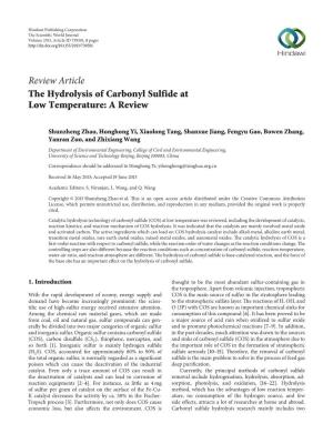 The Hydrolysis of Carbonyl Sulfide at Low Temperature: a Review