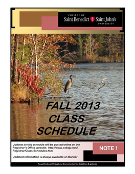 Fall 2013 Class Schedule